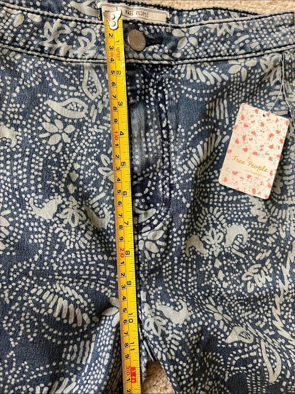 Free People Rich Blue Floral Print Jeans - Picture 7 of 8